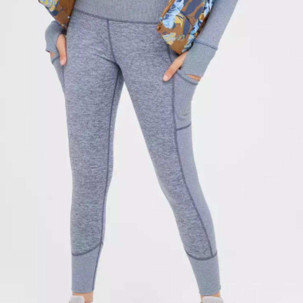 NWT New OFFLINE By Aerie AMERICAN EAGLE Ribbed Pocket Legging XS